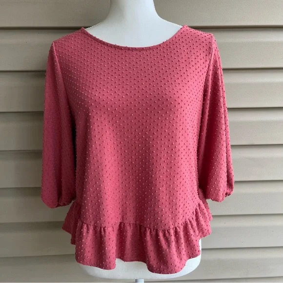 •W5 Anthropologie• Swiss Dot Peplum Pullover Top - Size Small - Picture 1 of 6
